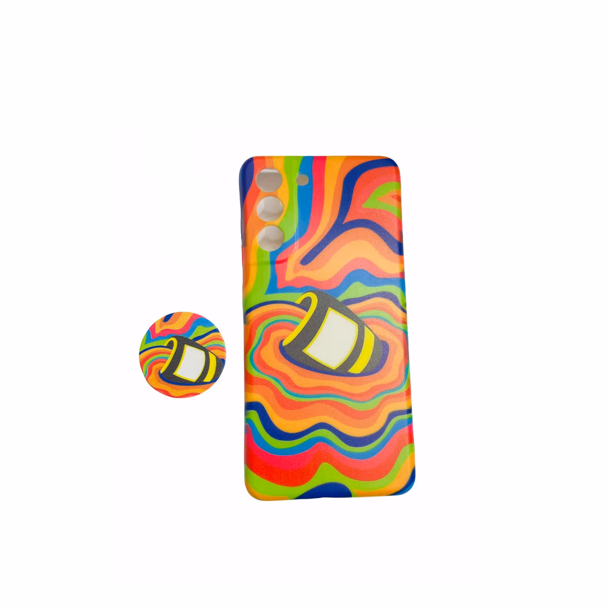 کاور طرح رنگین کمان مدل color88 مناسب برای گوشی موبایل سامسونگ Galaxy S21 FE به همراه پاپ سوکت