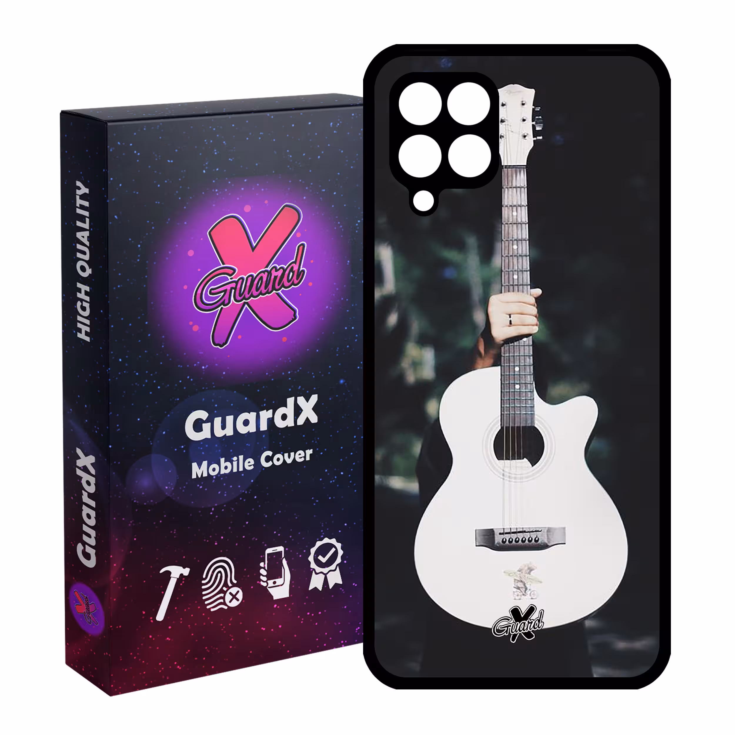 کاور گارد ایکس طرح گیتار مدل Glass10263 مناسب برای گوشی موبایل سامسونگ Galaxy A22 4G