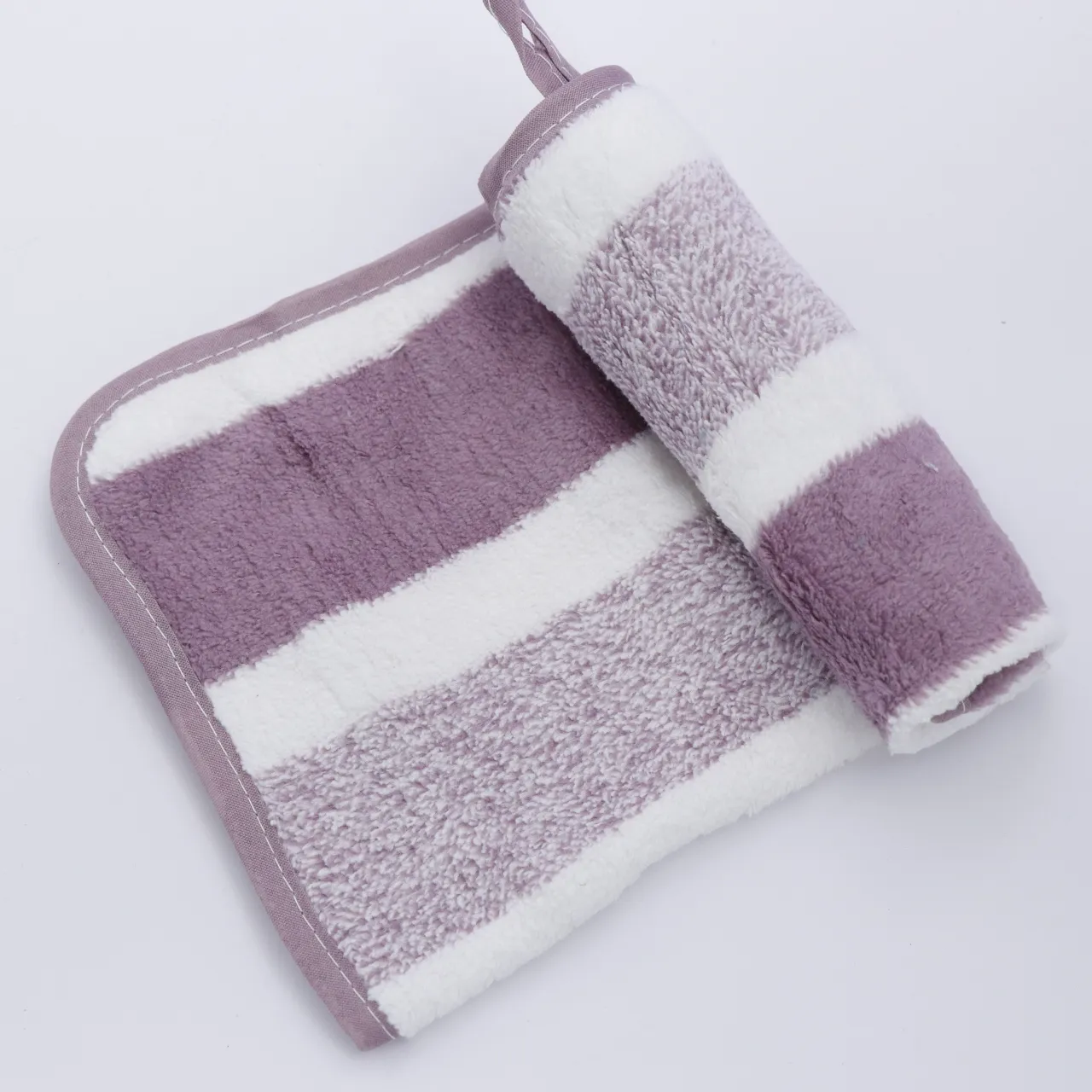 دستمال حوله ای نانو راه راه بنفش 61448