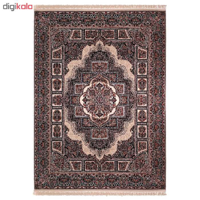 فرش ماشینی زمرد مشهد مدل حوض نقره زمینه کرم