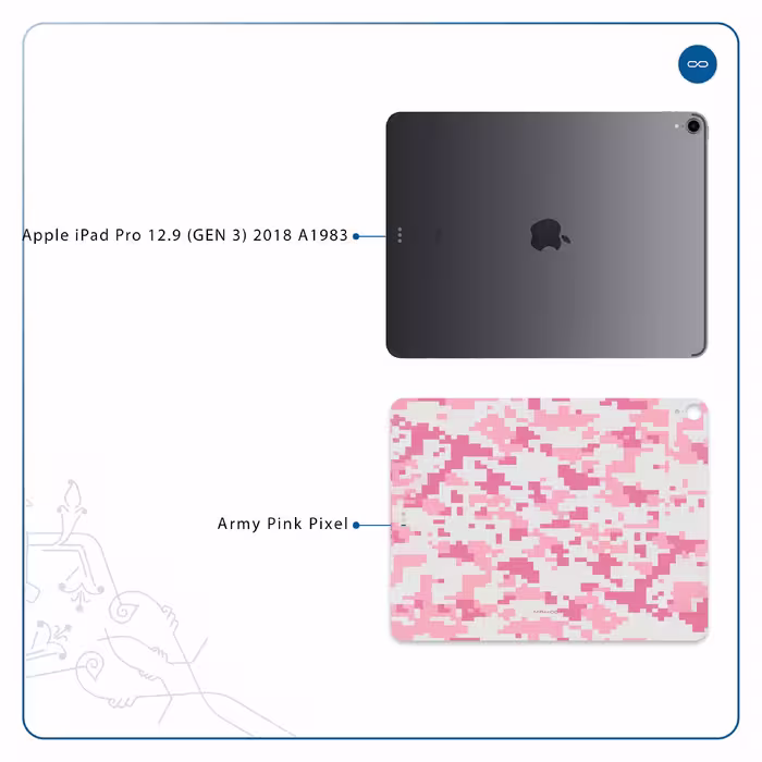 برچسب پوششی ماهوت مدل Army-Pink-pixel مناسب برای تبلت اپل iPad Pro 12.9 (GEN 3) 2018 A1983