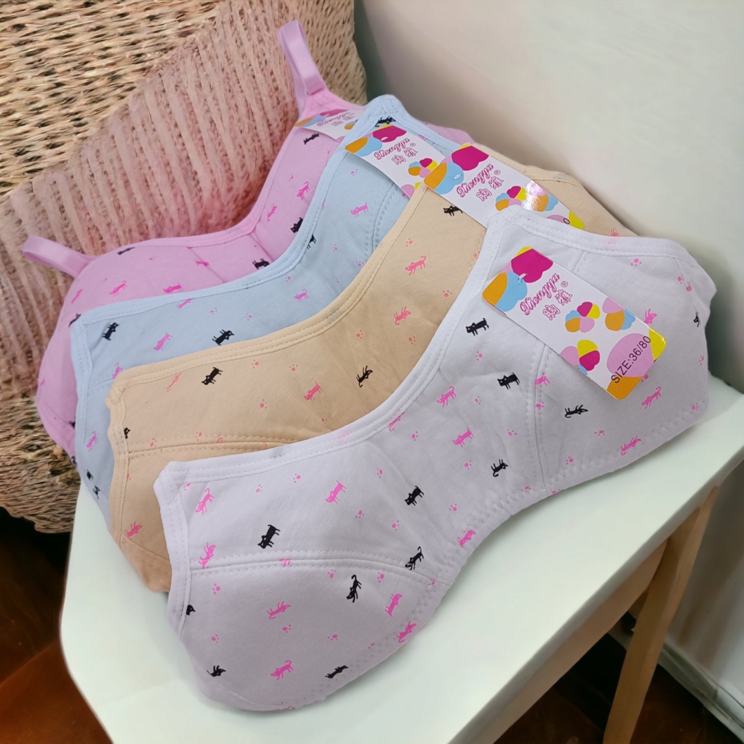 سوتین دخترانه طرح دار مدل گربه در 4  رنگ متفاوت (سایزبندی 32،34،36)