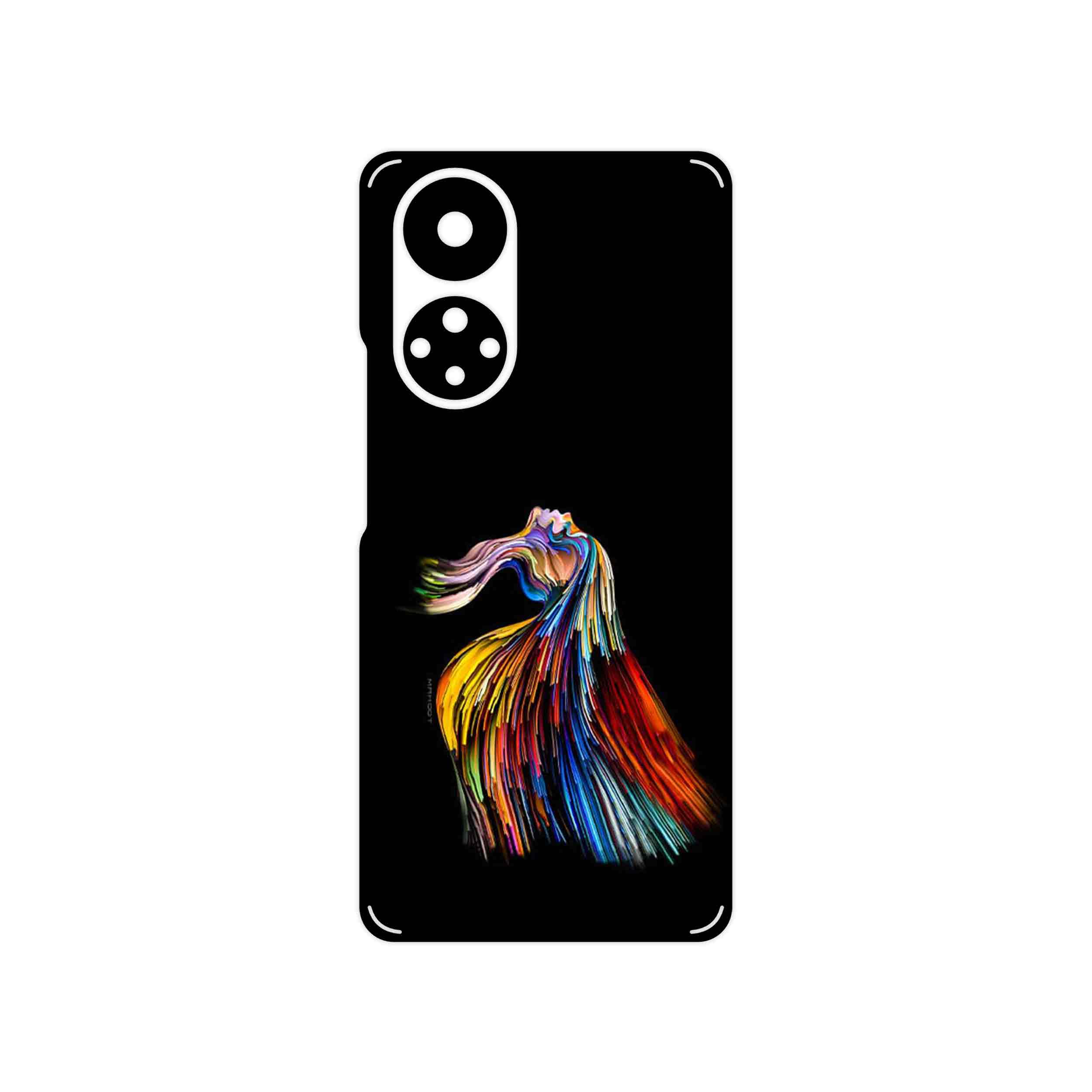 برچسب پوششی ماهوت مدل Rainbow Hair Digital Art مناسب برای گوشی موبایل آنر 50
