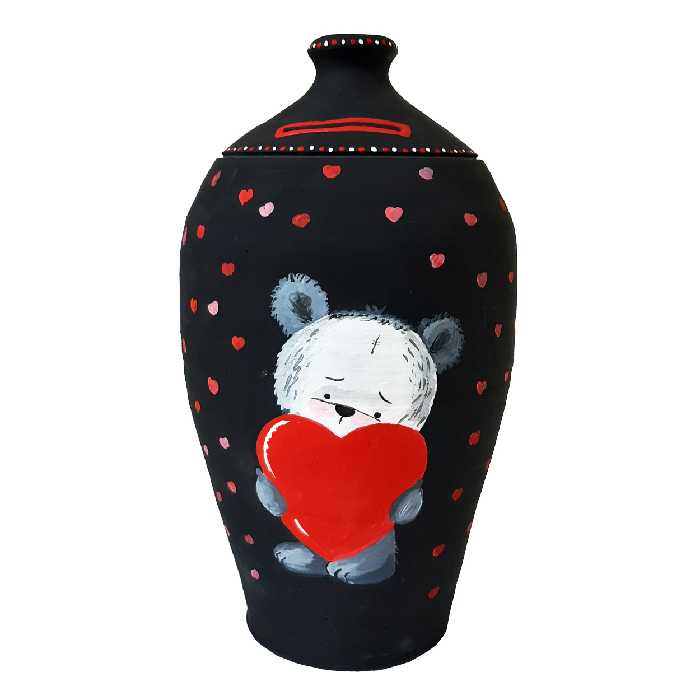 قلک سفالی طرح خرس قلبی مدل HT - 07