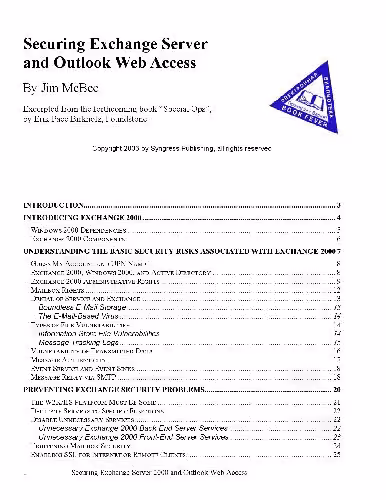 خرید و دانلود نسخه کامل کتاب CYA: Securing Exchange Server 2003 &amp; Outlook Web Access