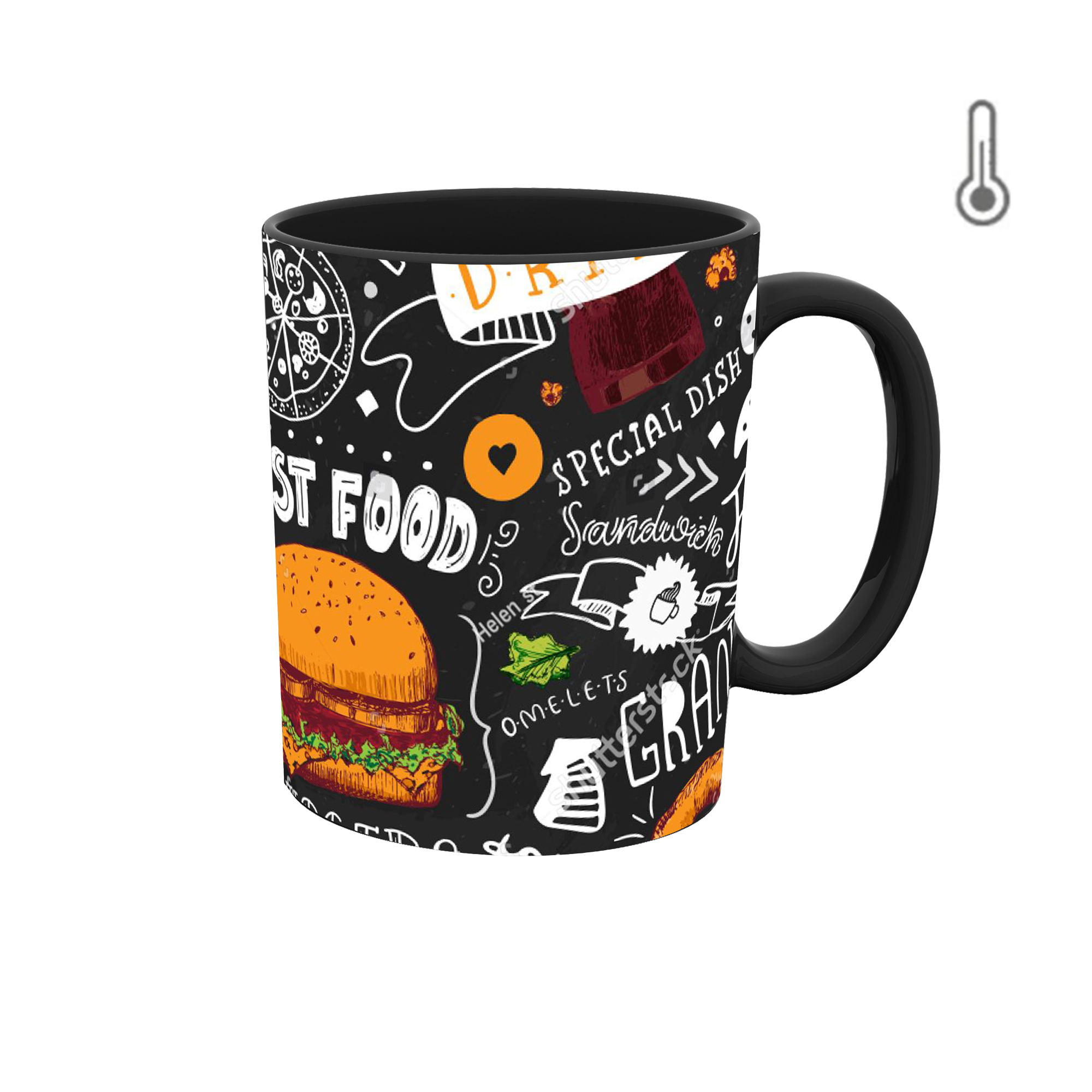 ماگ حرارتی طرح غذا و همبرگر