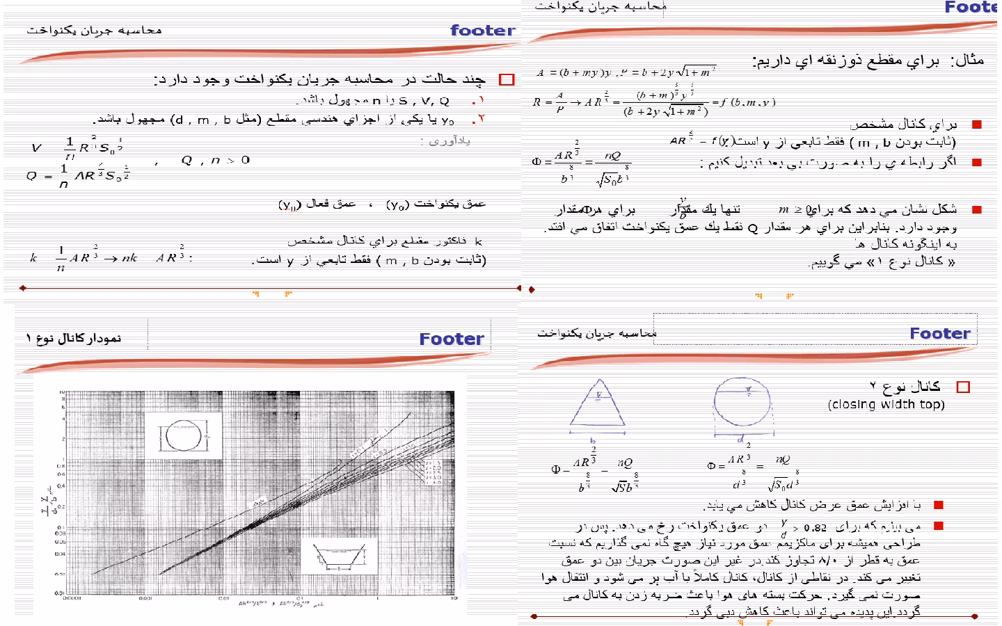 دانلود فایل پاورپوینت محاسبه جريان يكنواخت