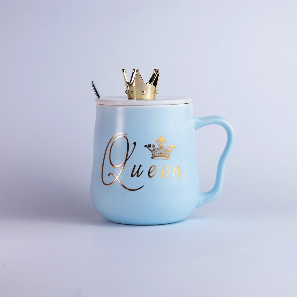 ماگ سرامیکی آبی تاج طلا | کد 2-6742