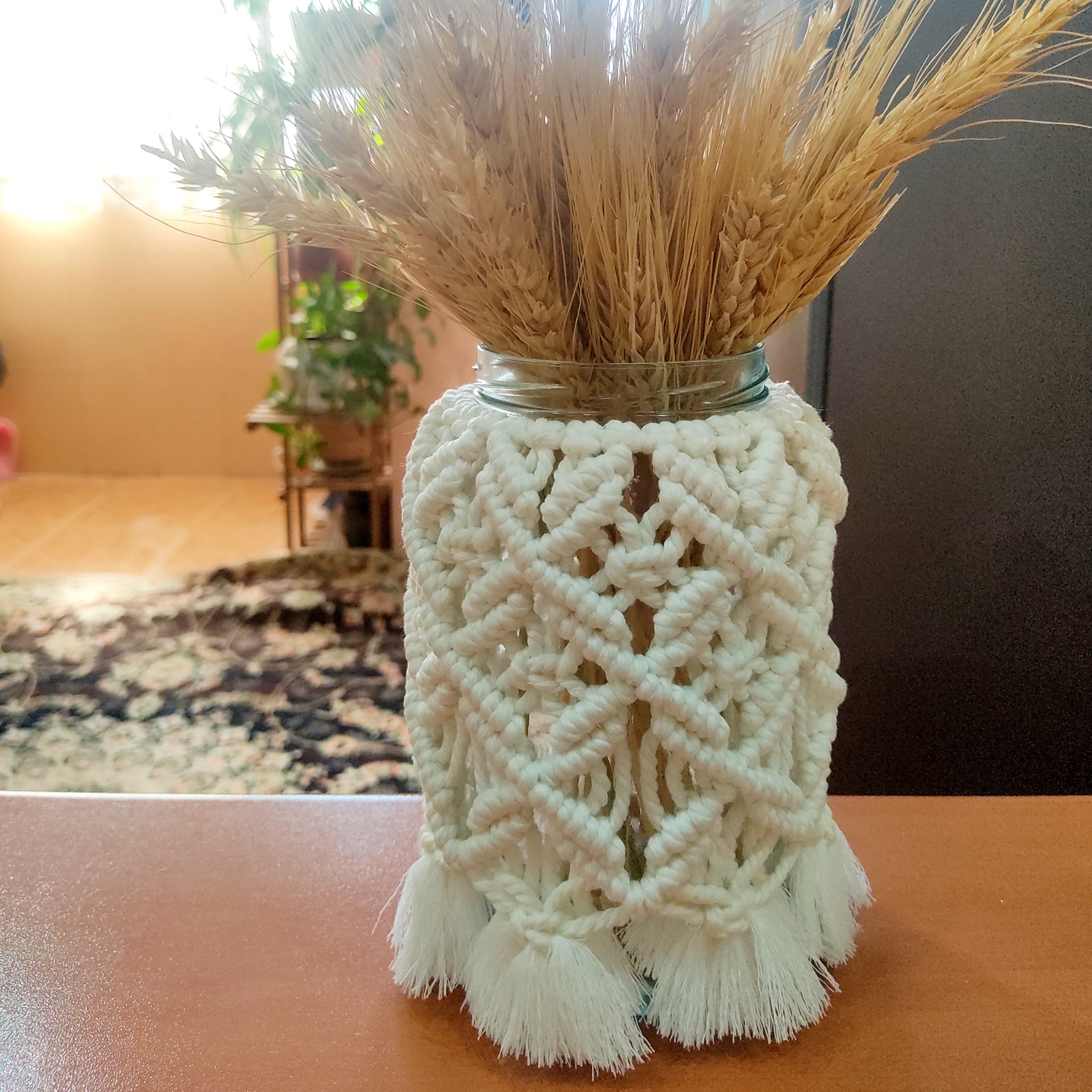 کاور گلدان مکرومه سایز بزرگ 18سانتی