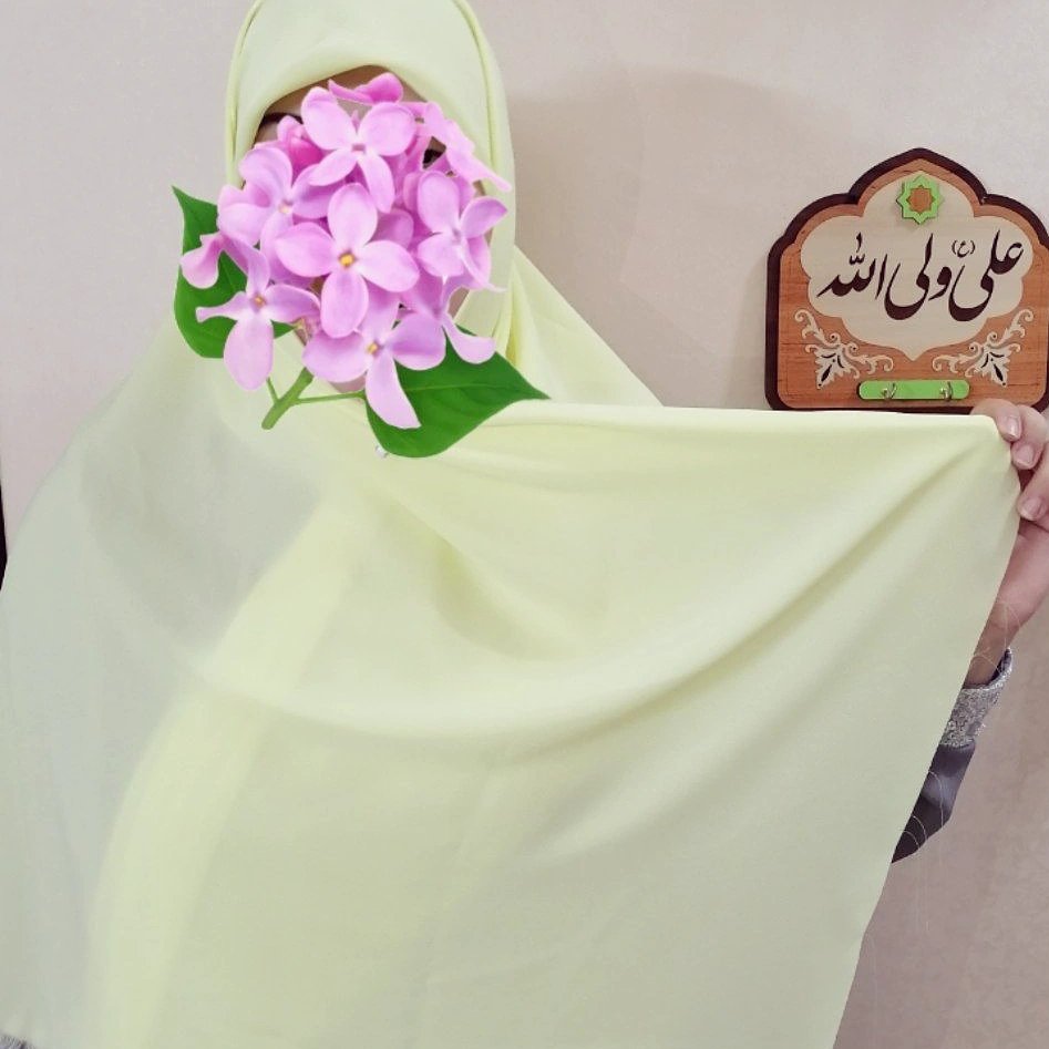 ست روسری و ساق دست کرپ حریر لیمویی ساده