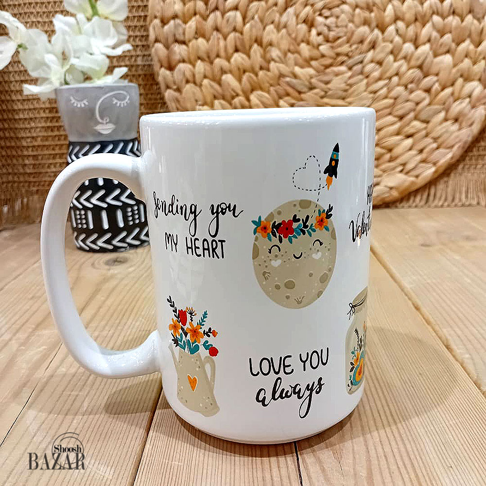 ماگ دسته دار طرح دار سرامیکی