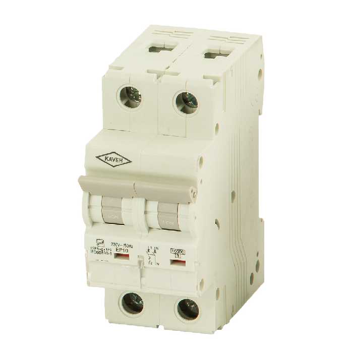 کلید مینیاتوری 10 آمپر تک فاز و نول AC الکترو کاوه کد 10A-10KA-1P+N