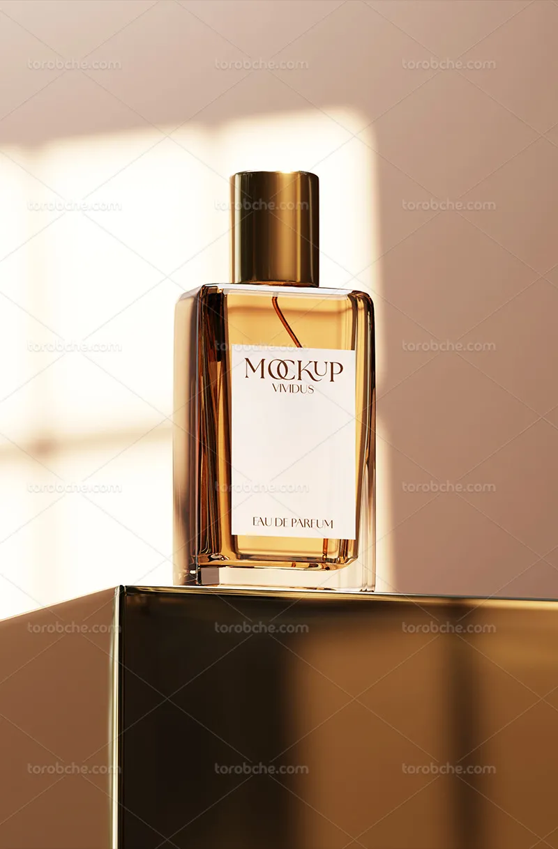 موکاپ PSD شیشه عطر لوکس | گرافیک با طعم تربچه
