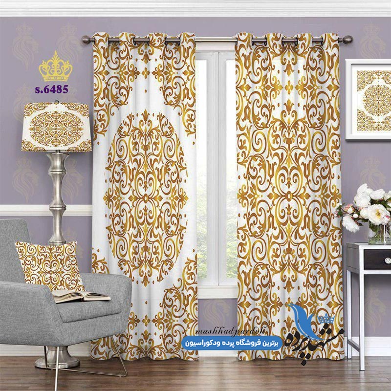 پرده پانچ اسلیمی طرح پیچک و حاشیه کد s-6485