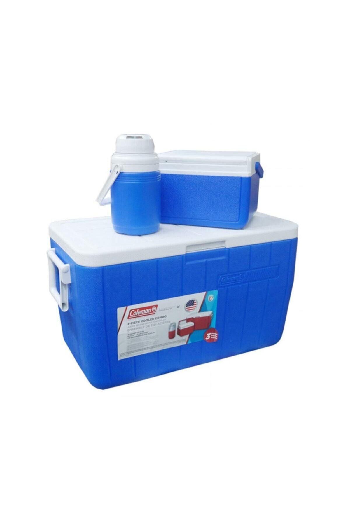 یخدان و کولر کمپ آبی 3 قطعه Cooler Combo 48 Qt 454 Lt Bl 5 Gal ساختمان C002 به رنگ Coleman