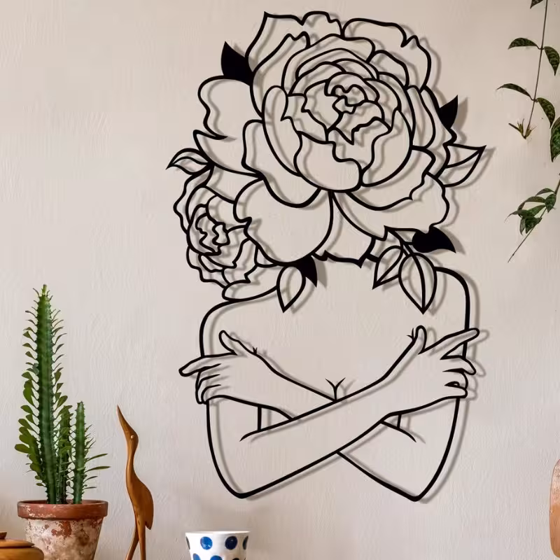 تابلو فلزی  طرح گل رخ