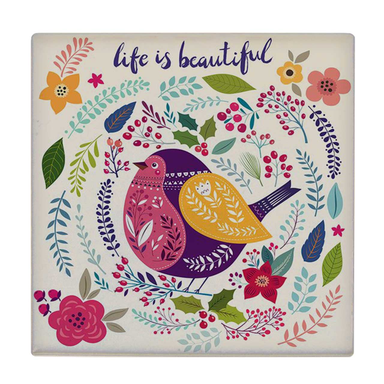  کاشی طرح پرنده و گل ها کد wk3261