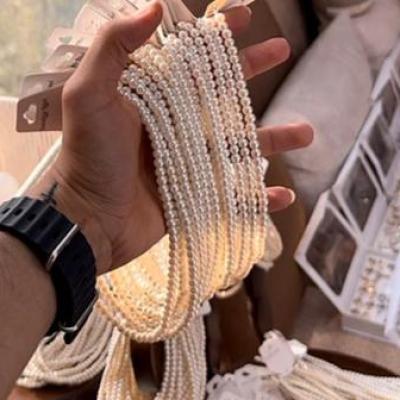 ست دستبند گردنبند مروارید سنگی