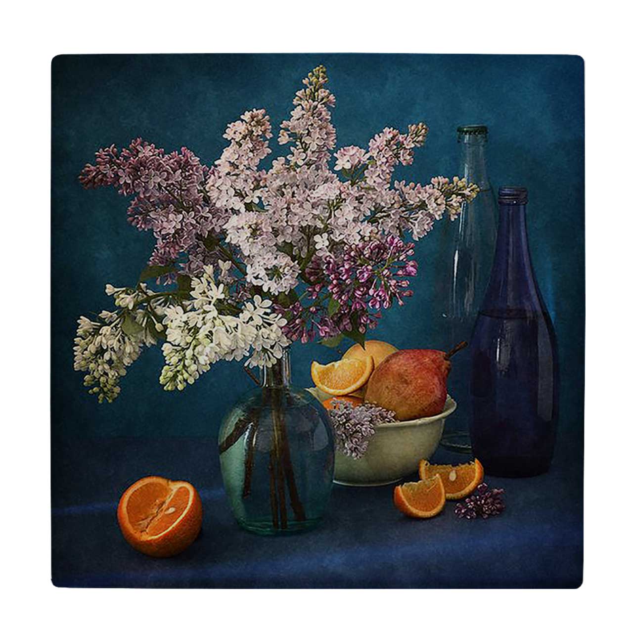  کاشی کارنیلا طرح نقاشی گلدان گل و بطری های شیشه ای کد wkk3530