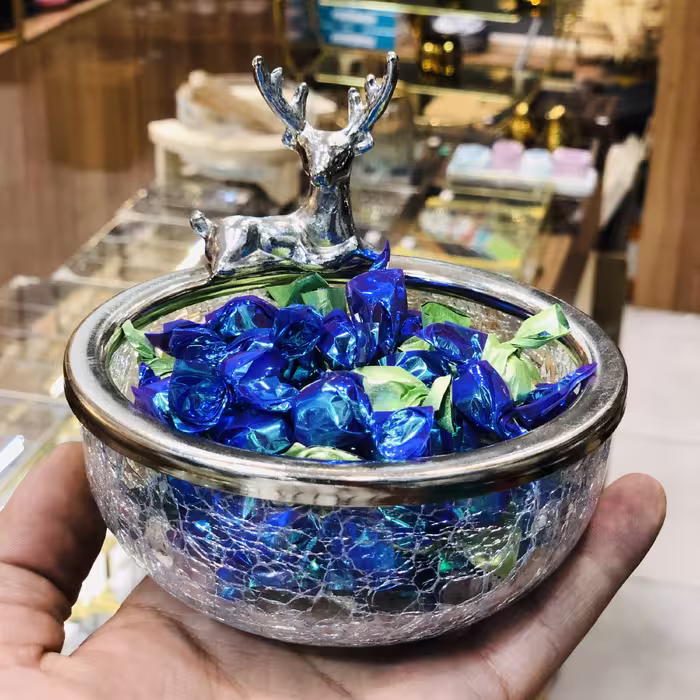 پیاله کریستال طرح تَرَک رنگ نقره ای