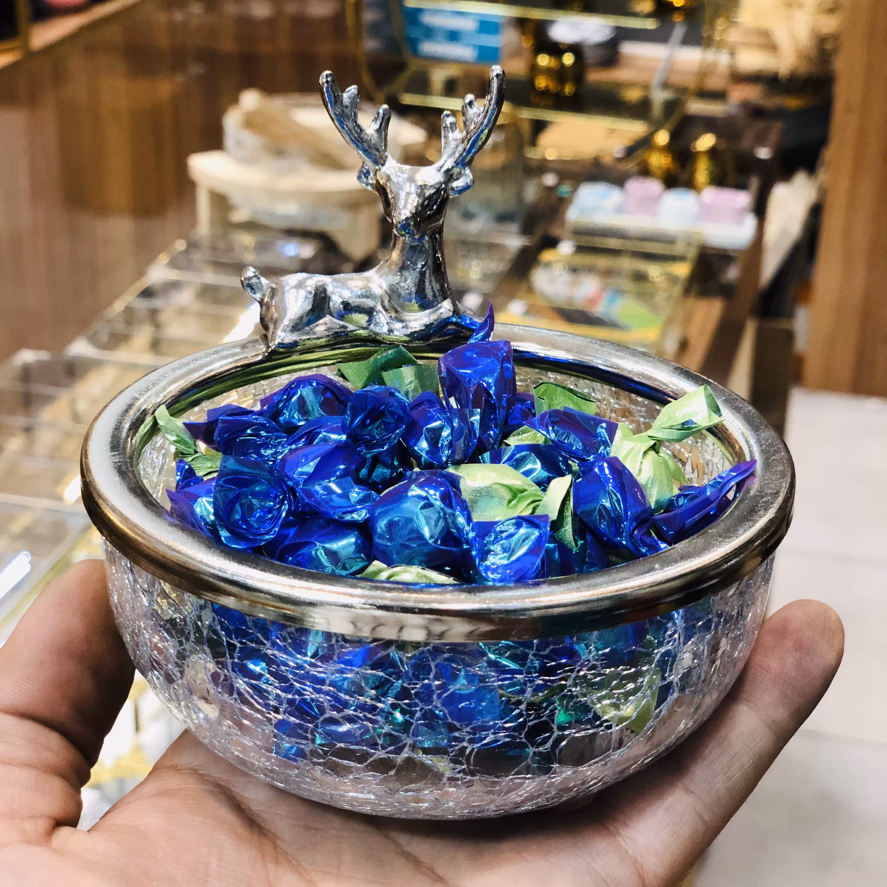 پیاله کریستال طرح تَرَک رنگ نقره ای
