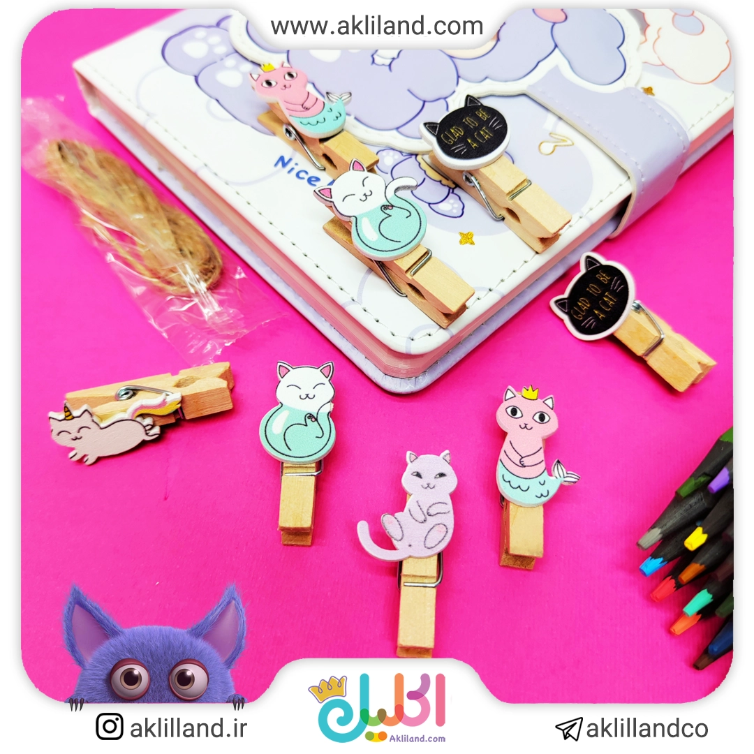 گیره چوبی گربه ها (بسته 10 عددی)