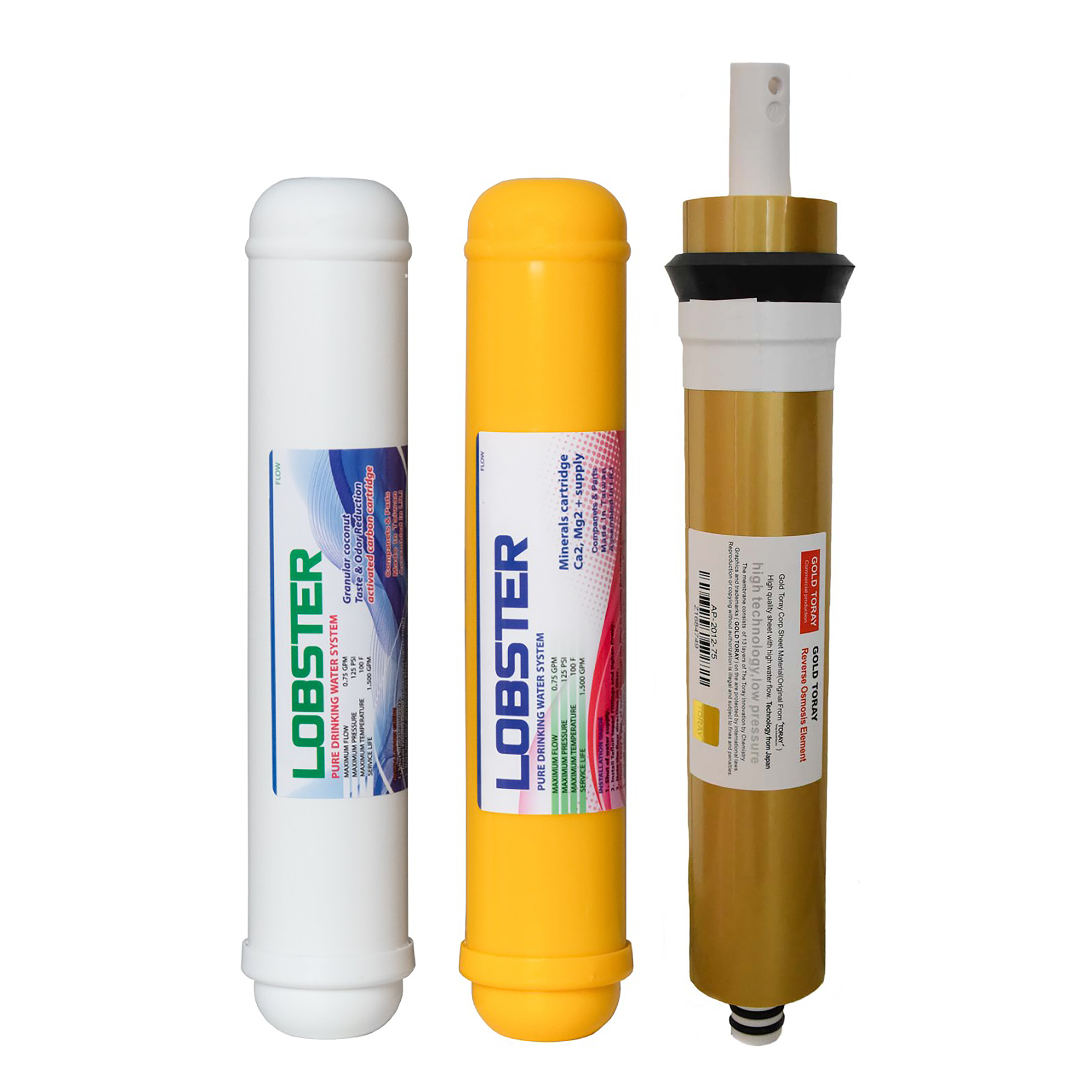 فیلتر دستگاه تصفیه کننده آب لابستر مدل پست کربن و مینرال مدل L2T2 مجموعه 2 عددی به همراه فیلتر گلدتورای مدل G75