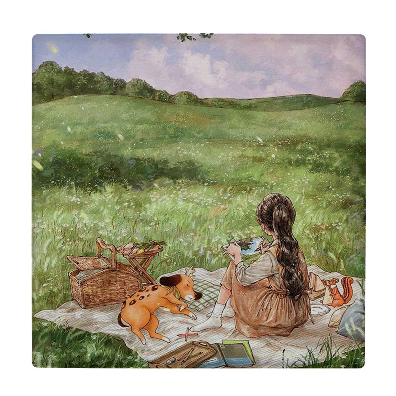 زیر لیوانی مدل دختر نقاش و سگ فانتری در دشت کد 6421689_5967