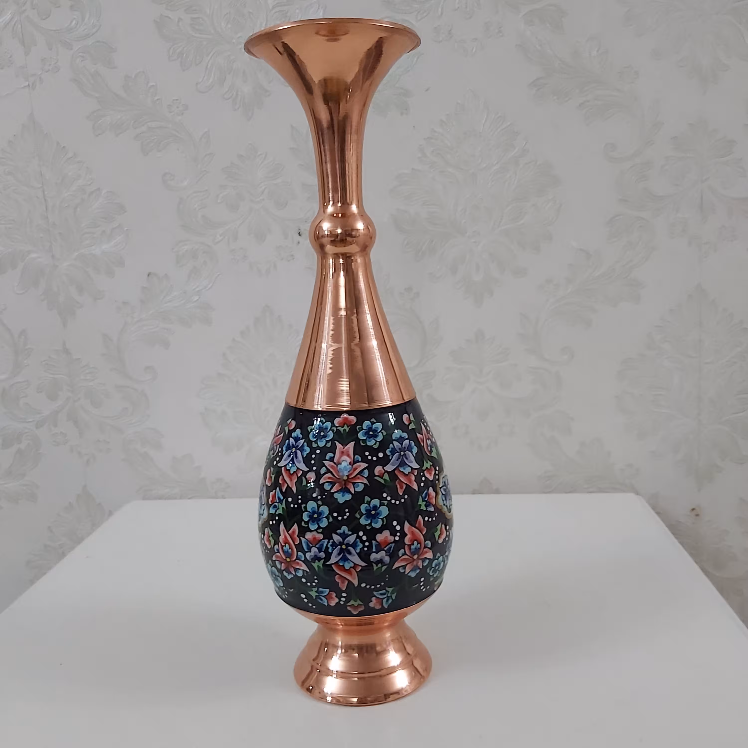 گلدان بزرگ ارتفاع 30 سانت مس پرداز(مس و نقاشی)