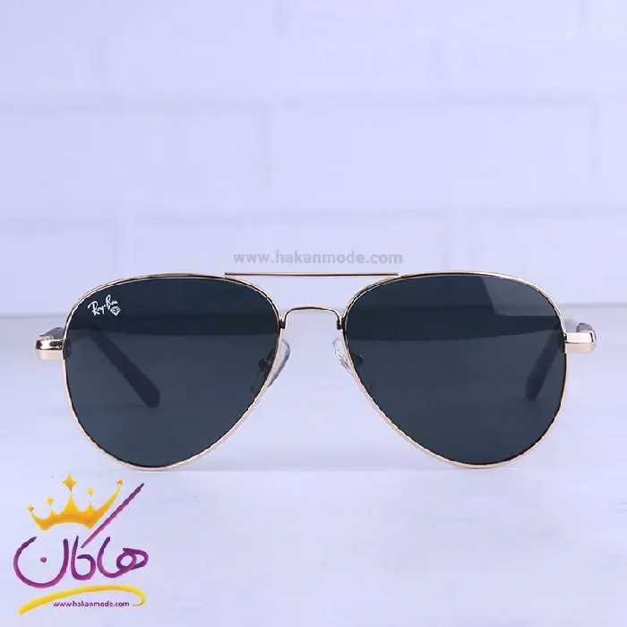 عینک آفتابی ری بن مردانه فلزی طلایی شیشه مشکی RB 4854/1