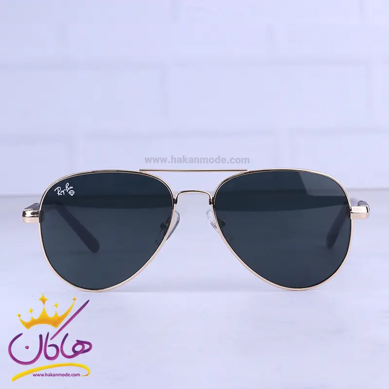 عینک آفتابی ری بن مردانه فلزی طلایی شیشه مشکی RB 4854/1