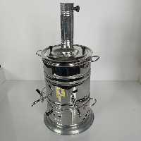 سماور زغالی استیل دوشیر 12 لیتر  تنوره دار