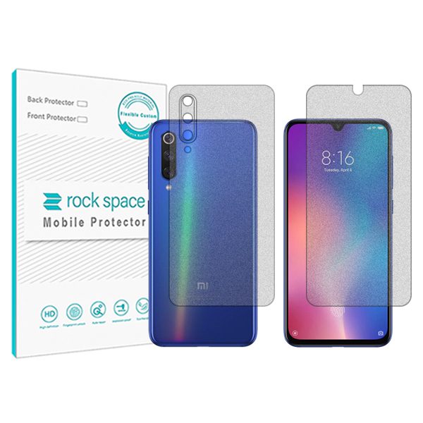 گلس صفحه نمایش و پشت گوشی شیائومی 9 SE مدل نانو هیدروژل مات برند راک اسپیس کد SS