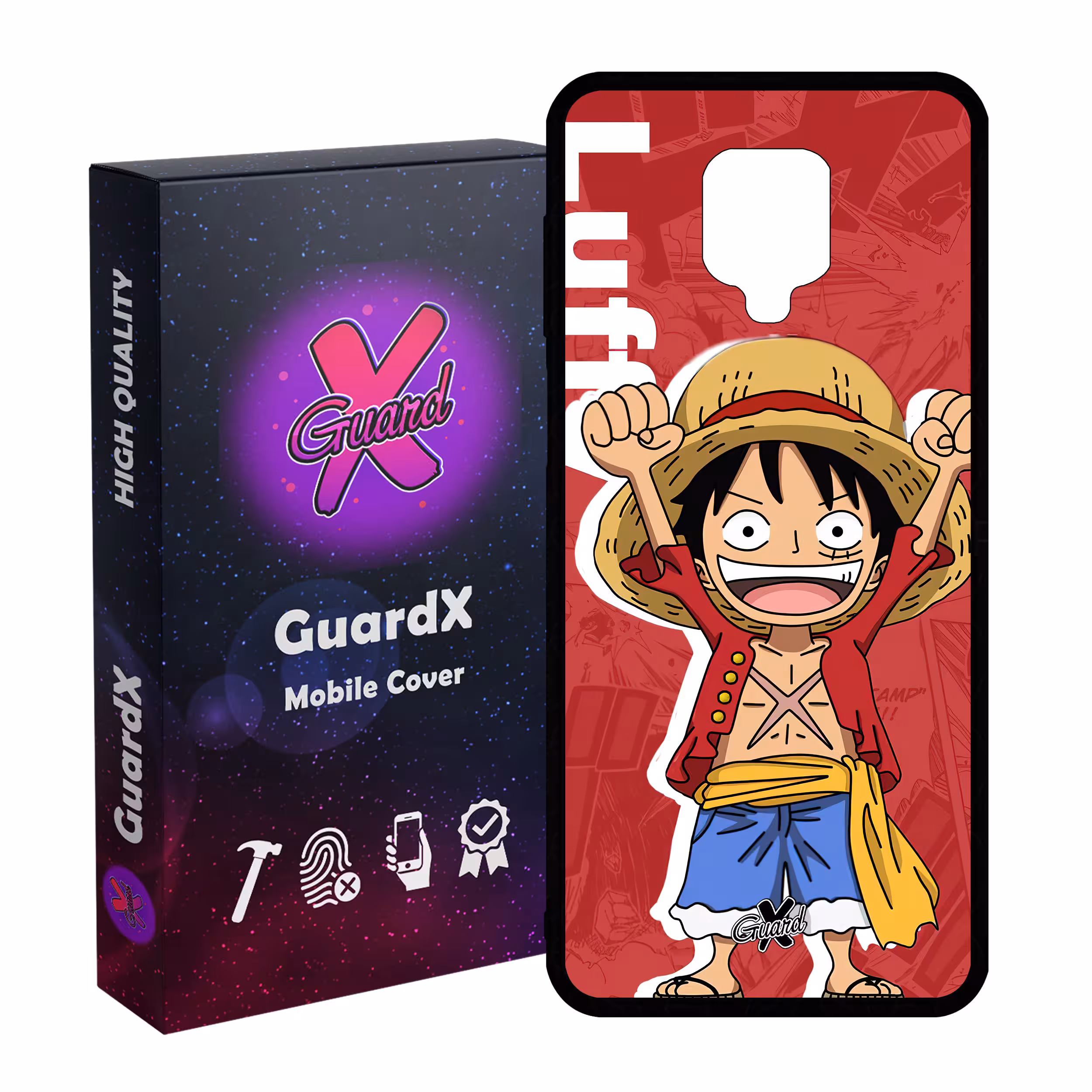 کاور گارد ایکس طرح One Piece Luffy Anime مدل Glass10470 مناسب برای گوشی موبایل شیائومی Redmi Note9 Pro/Note 9 Pro Max/Redmi Note 9S/MI Poco M2 Pro