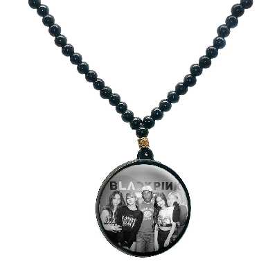 گردنبند پرمانه طرح بلک پینک کد pmd.17847 مدل دو طرفه