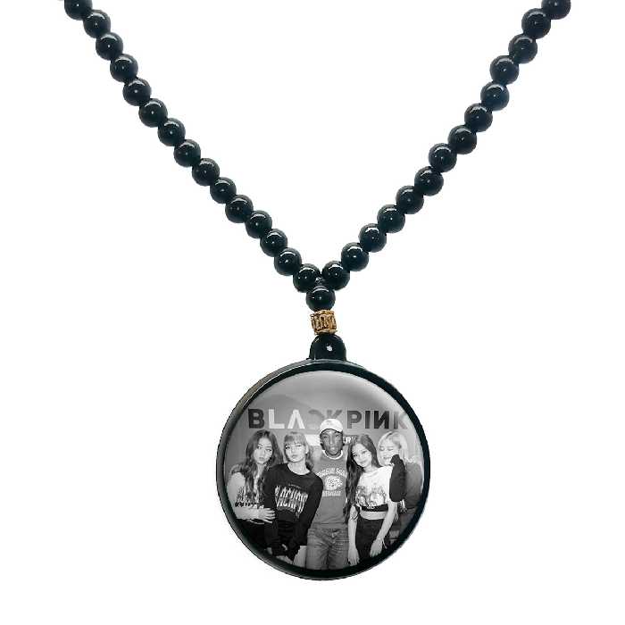 گردنبند پرمانه طرح بلک پینک کد pmd.17847 مدل دو طرفه