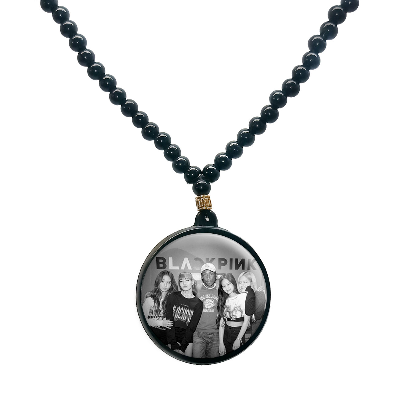 گردنبند پرمانه طرح بلک پینک کد pmd.17847 مدل دو طرفه