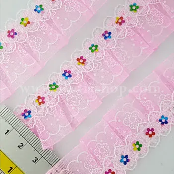 نوار پلیسه طرح دار صورتی روشن