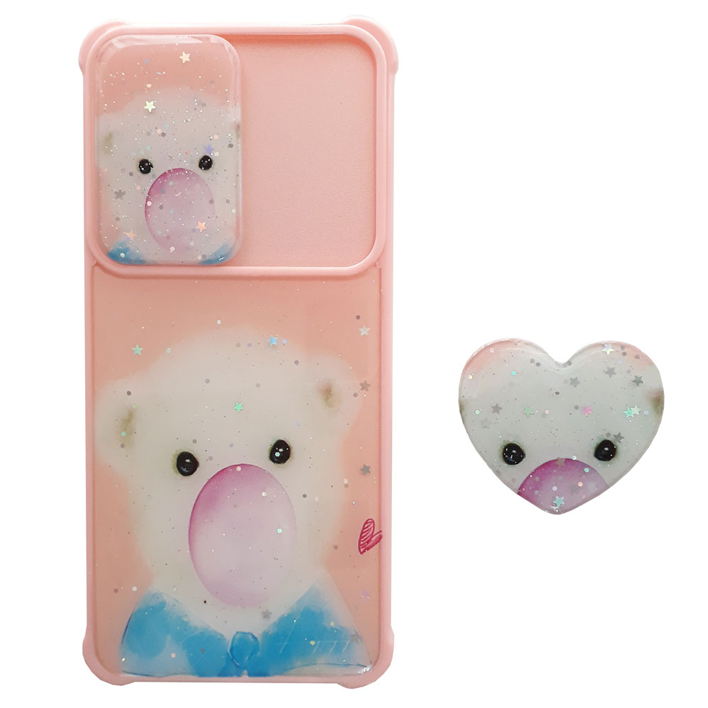 کاور طرح پیگی کد S6833 مناسب برای گوشی موبایل سامسونگ Galaxy A31 به همراه پایه نگهدارنده