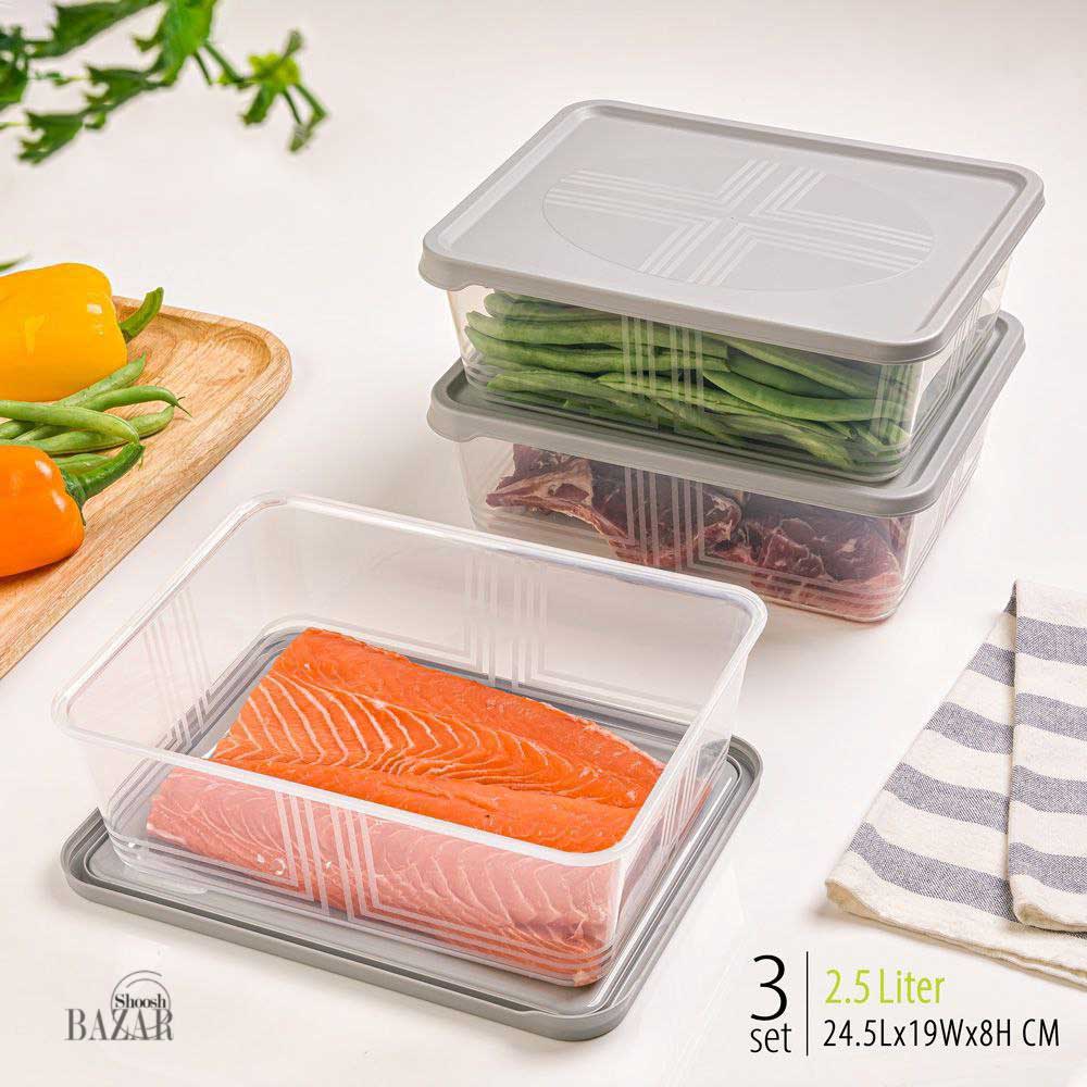 ظرف مستطیل 2.5 لیتر 3 عددی لیمون کد 2407