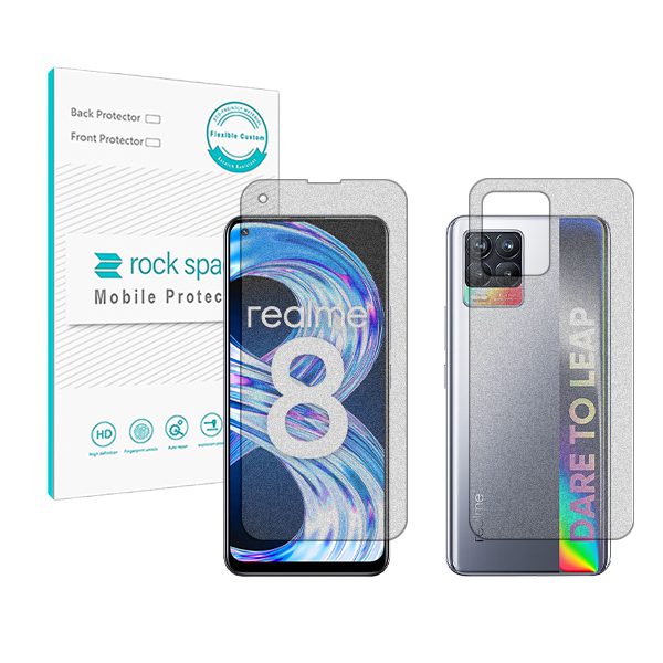 گلس صفحه نمایش و پشت گوشی ریلمی 8 مدل نانو هیدروژل گیمینگ برند راک اسپیس کد SS