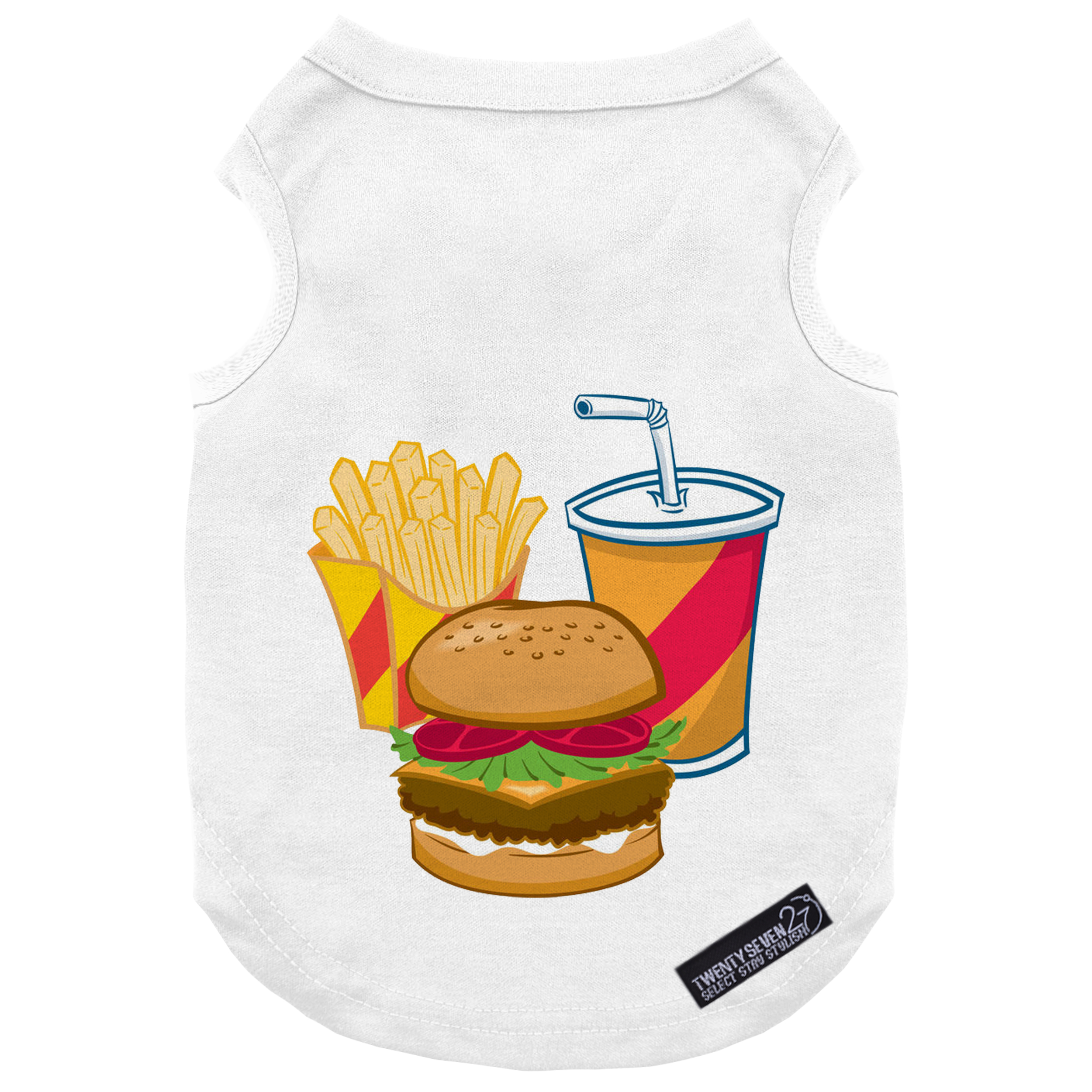 لباس سگ و گربه 27 طرح Fries Burger کد MH846 سایز L