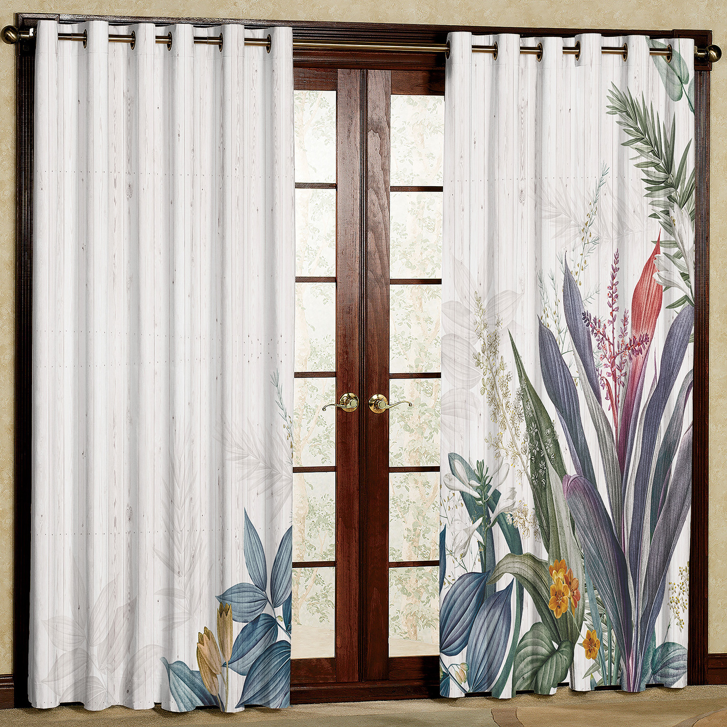 پرده مدل گل دار هازان پانچی کد 2675 سایز 140x200 سانتی متر