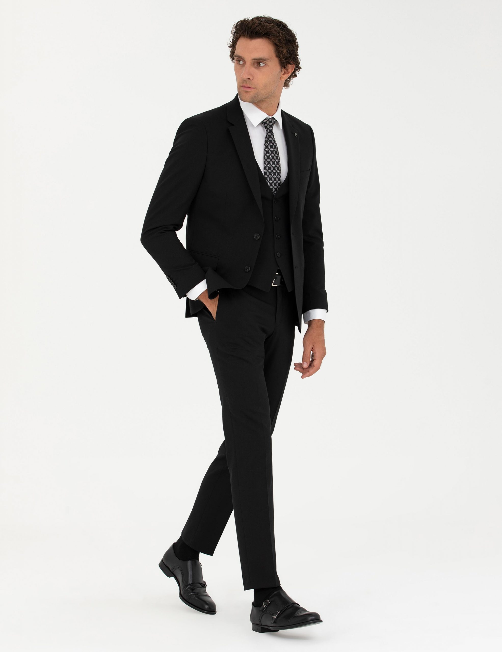 کت و شلوار مردانه مشکی کاشارل