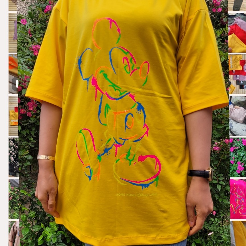 تیشرت لانگ میکی موس نخ پنبه رنگ زرد
