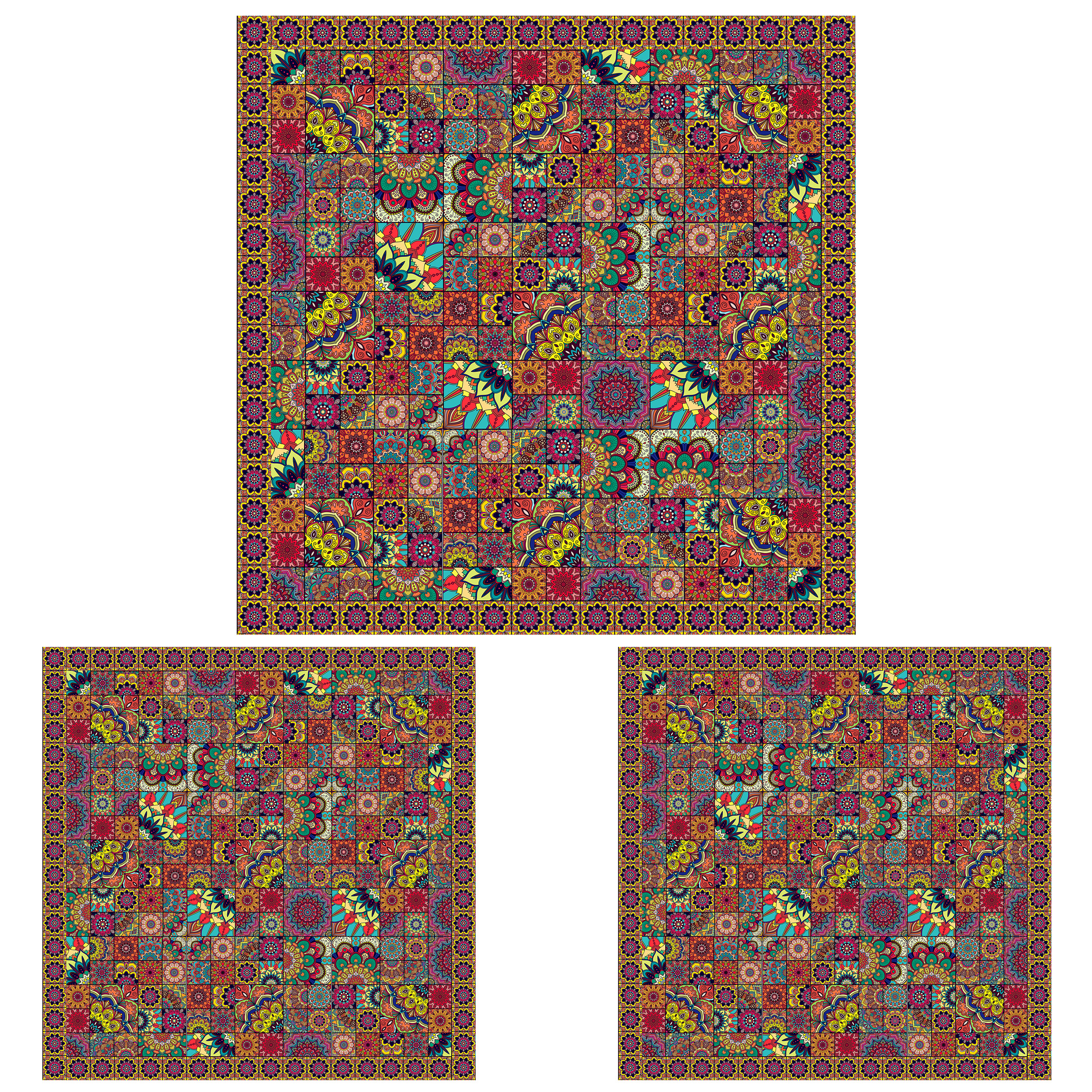 ست رومیزی سه تکه طرح چهار خونه کد 996