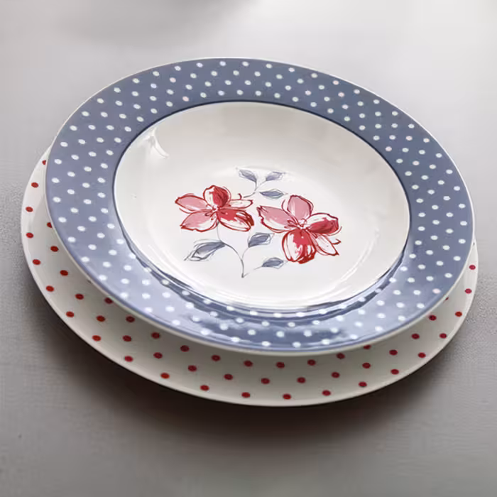 سرویس غذاخوری 28 پارچه چینی زرین ایران سری ایتالیا اف مدل والنسیا درجه یک