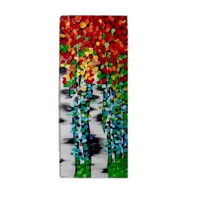 تابلو نقاشی برجسته طرح جنگل پاییزی درختان تبریزی مجموعه سه عددی