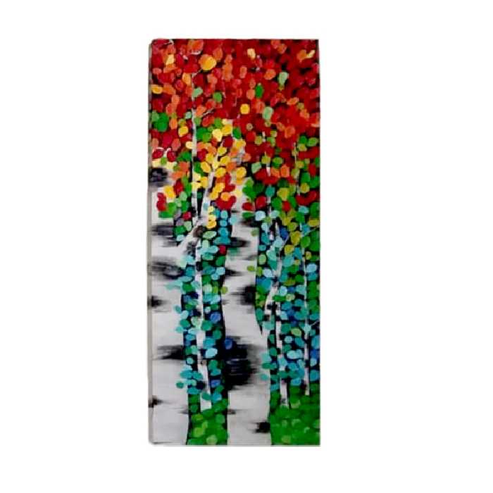 تابلو نقاشی برجسته طرح جنگل پاییزی درختان تبریزی مجموعه سه عددی