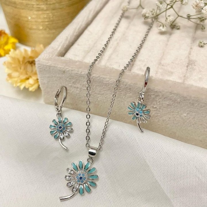 نیم ست استیل زنانه دخترانه طرح بابونه